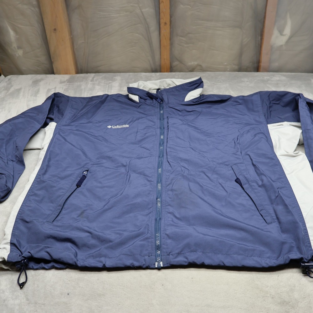 Columbia Jacket Mens XXL Blue Mesh Lined Lightweight Full Zip Wind Rain Hike VTG